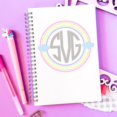 Notebook with a monogram frame on it