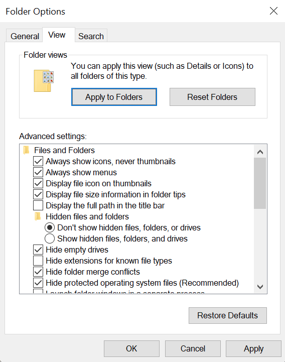 Windows Explorer File Options