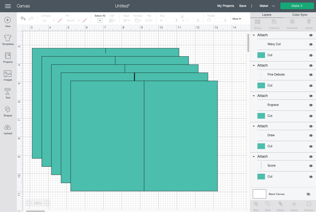 Cricut Design Space: showing all the different linetypes possible