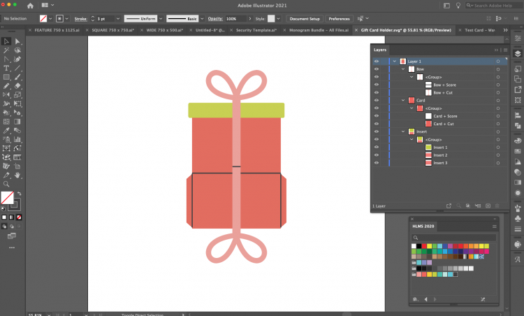 Adobe Illustrator: Gift Card File with score lines