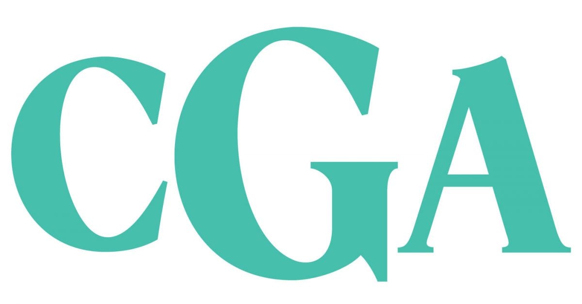 CGA monogram in pretty teal font