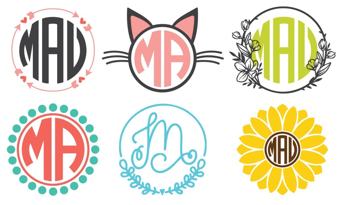 Six "circle monogram" styles