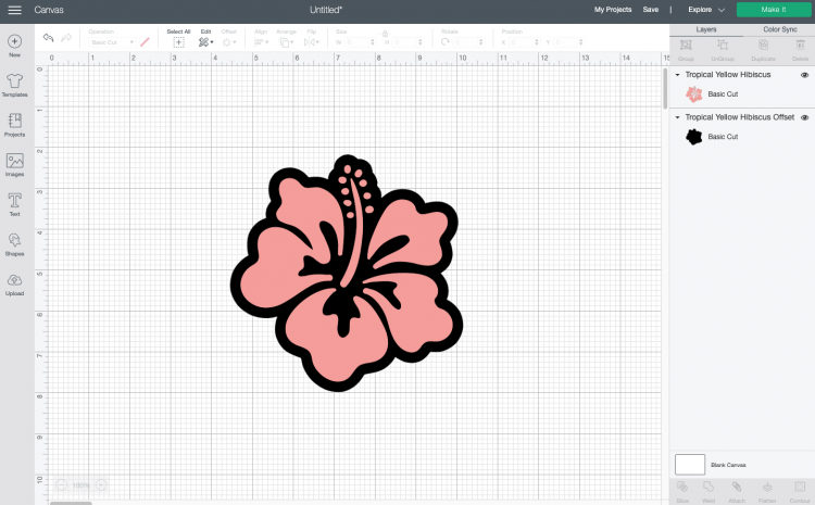 Cricut Design Space: Offset on hibiscus flower