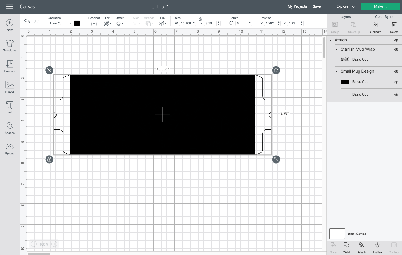 Cricut Design Space: Attached layers, all black