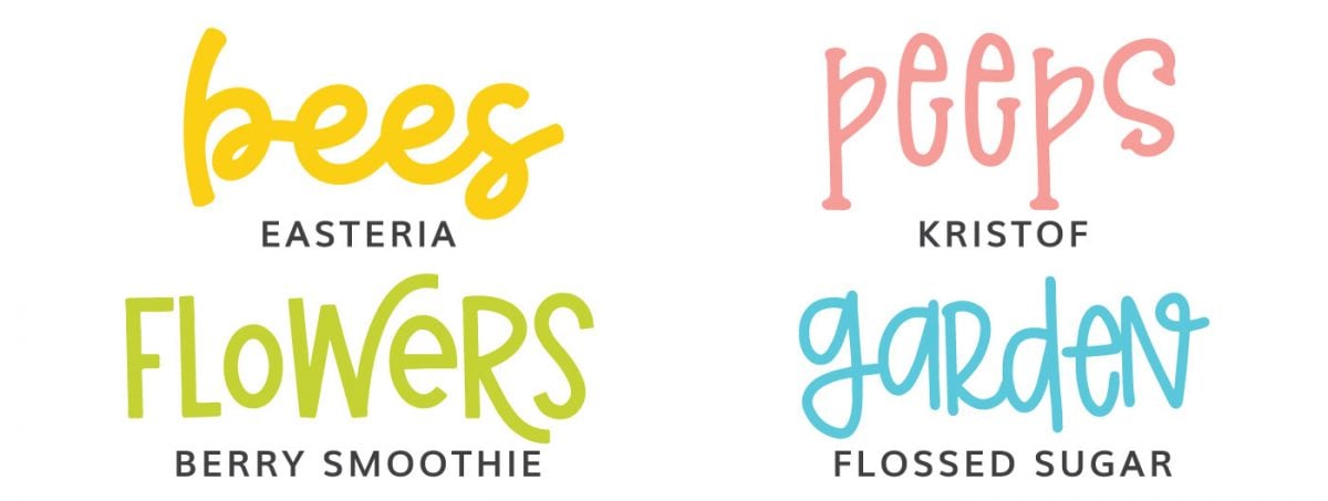 Fonts: Easteria, Kristof, Berry Smoothie, Flossed Sugar