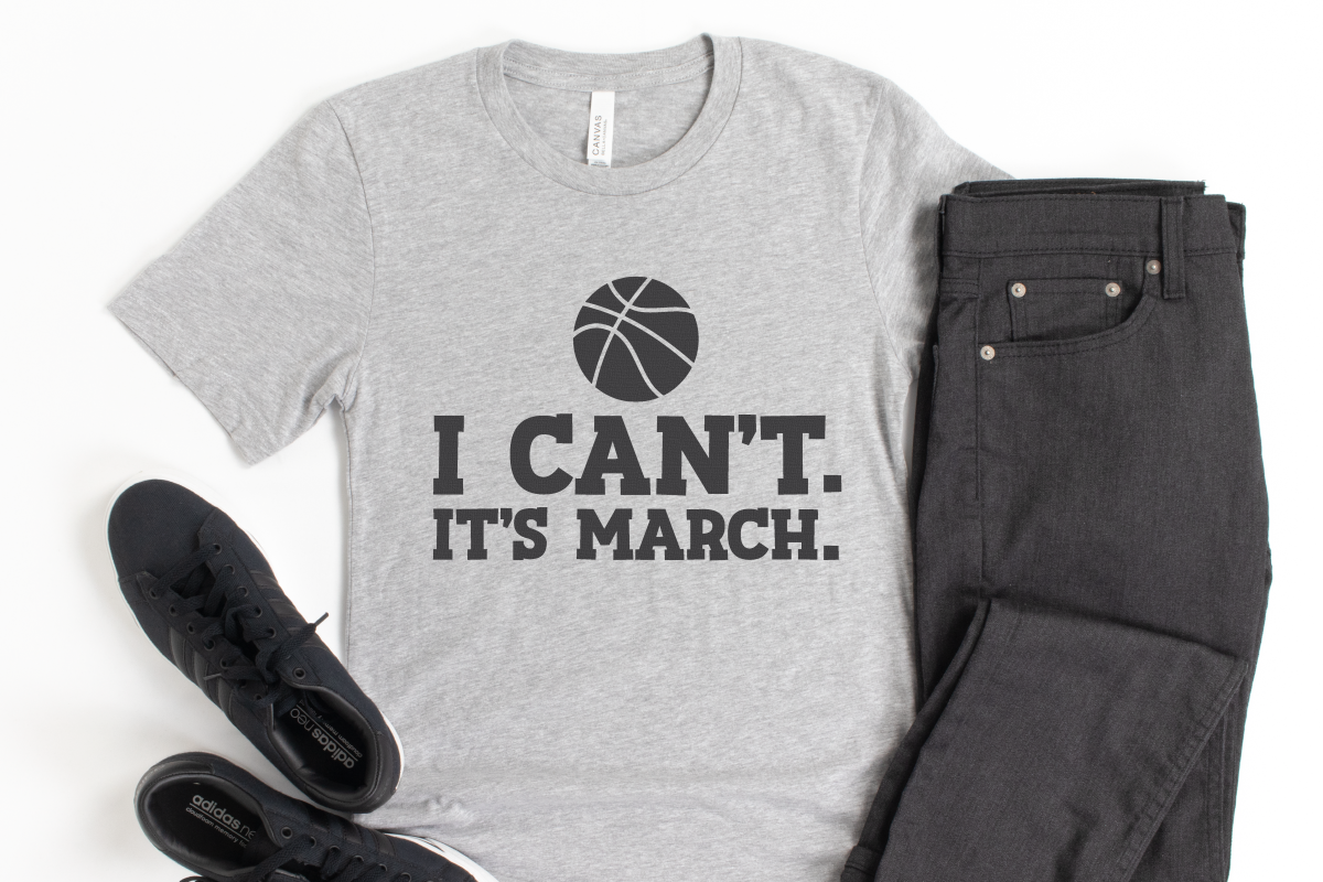 I Can't. It's March. image on gray men's shirt