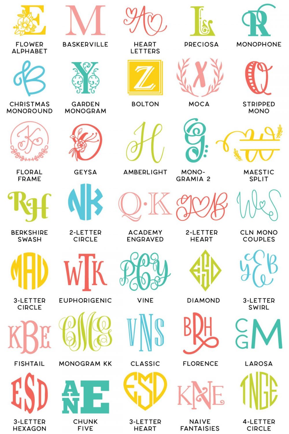 All the monogram fonts featured in this post