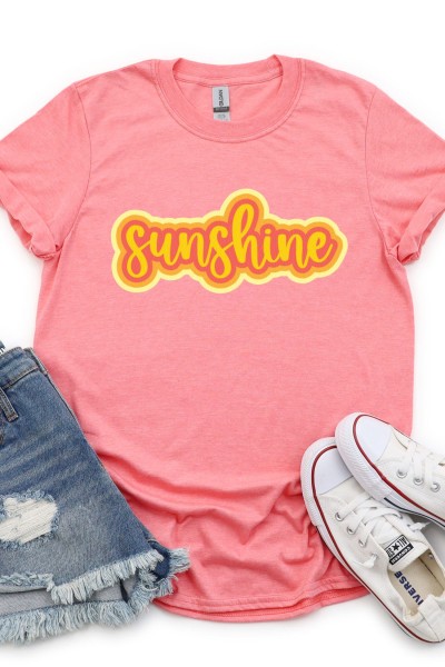 Sunshine image on pink shirt