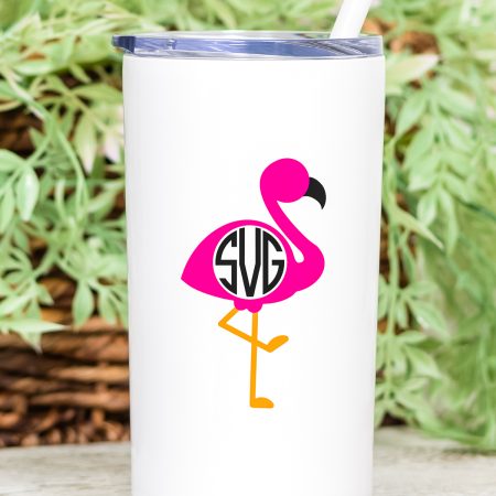 Flamingo monogram on a tumbler