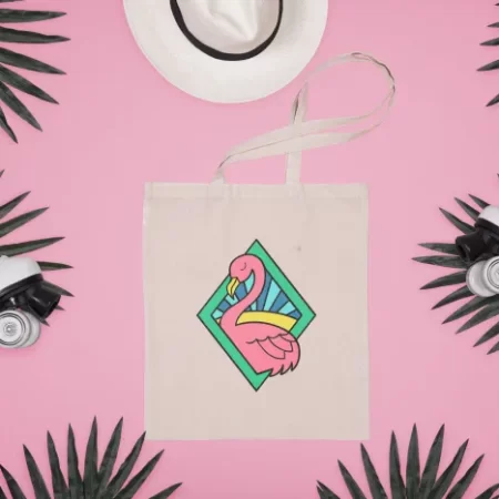 Retro flamingo image on a tote bag