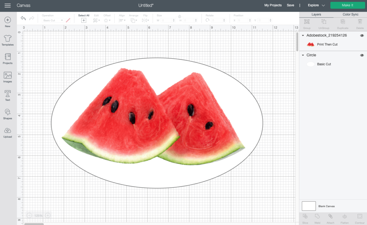 Cricut Design Space: Watermelon slices on top of white oval