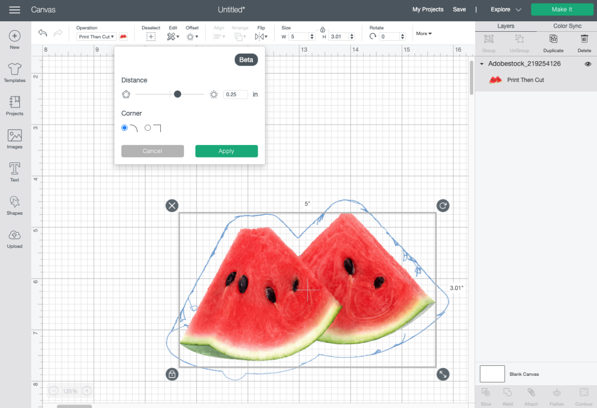 Cricut Design Space: Showing bad offset on photo of two watermelon slices