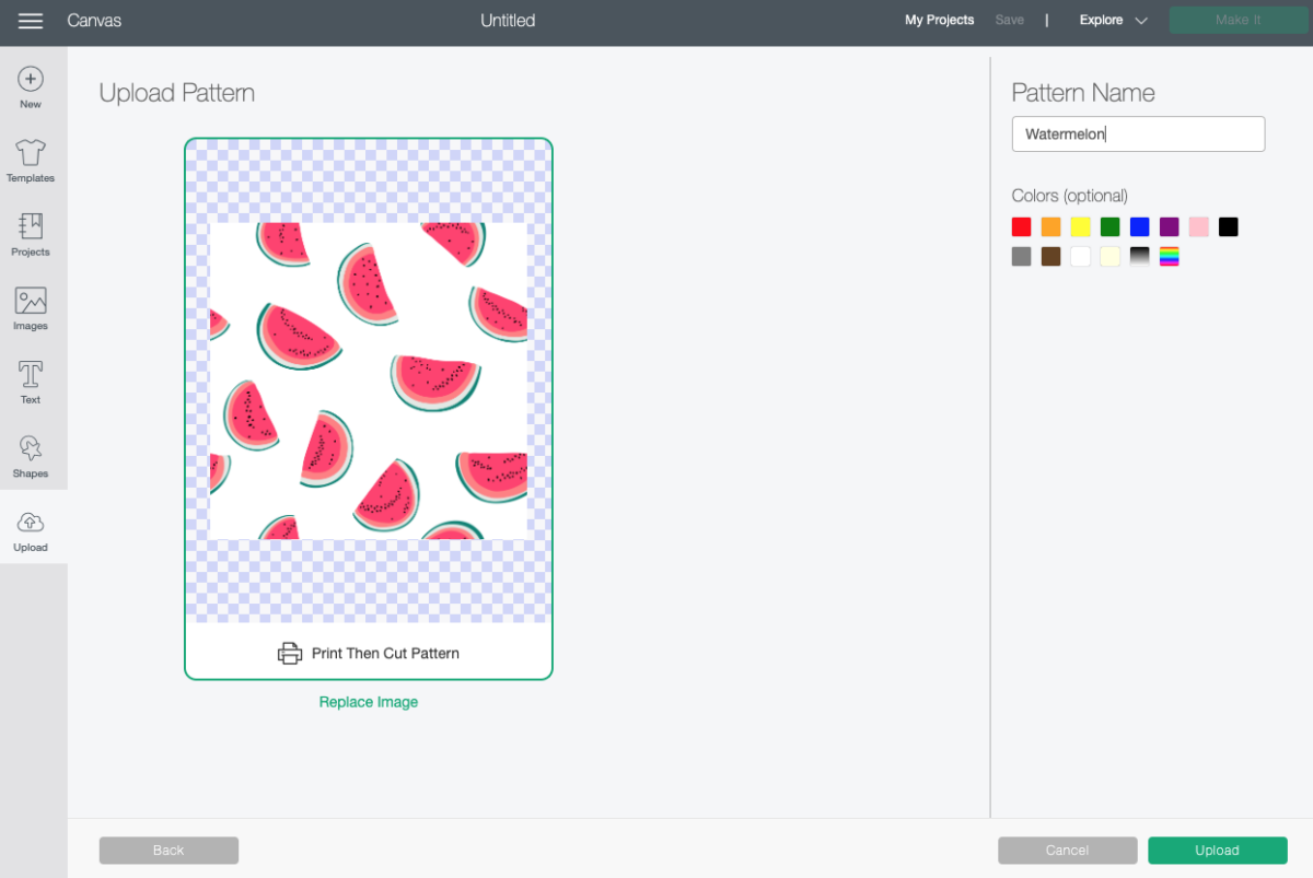 Cricut Design Space: Uploaded watermelon pattern