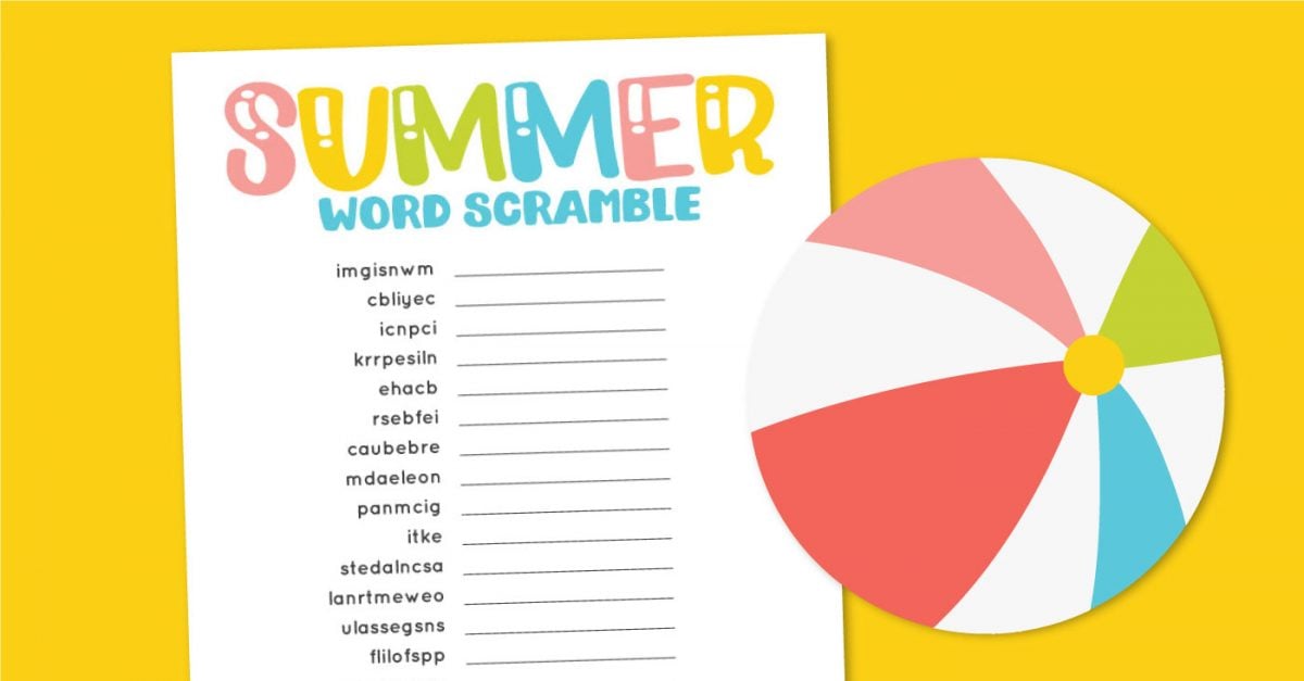 free printable summer word scramble free summer printables