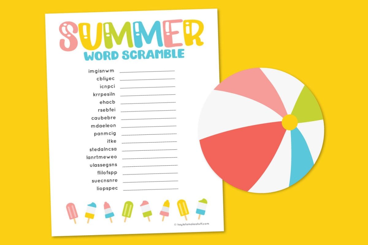 free printable summer word scramble 12 more summer printables