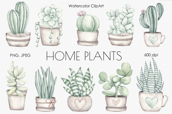 Home Plants Clip Art from Creative Fabrica