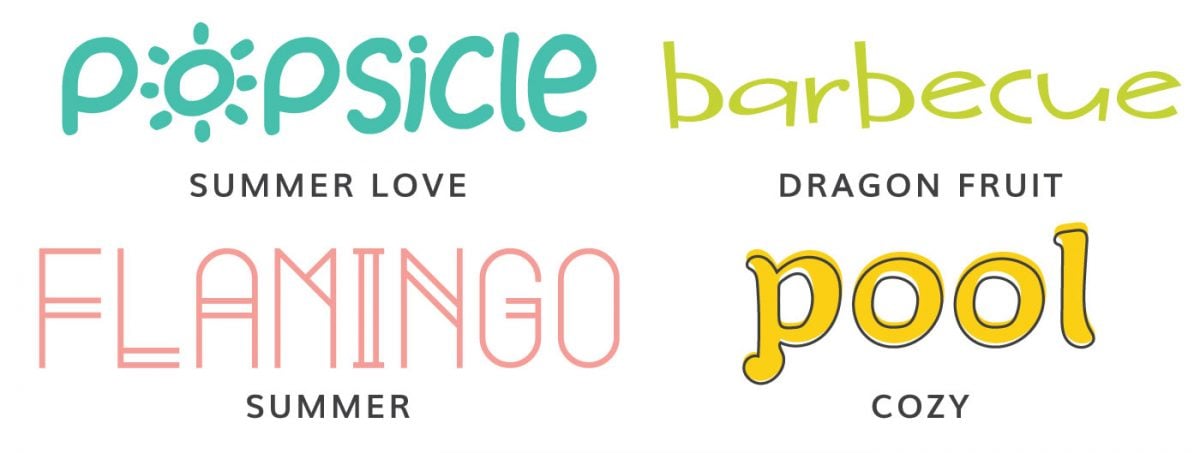 Font examples: Summer Love, Dragon Fruit, Summer, Cozy