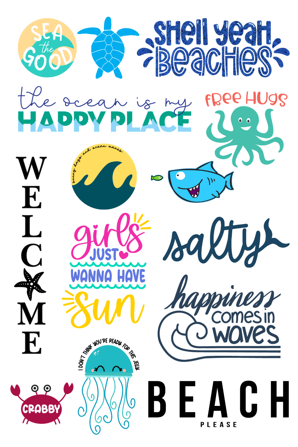 14 ocean-themed SVG files for Cricut and Silhouette