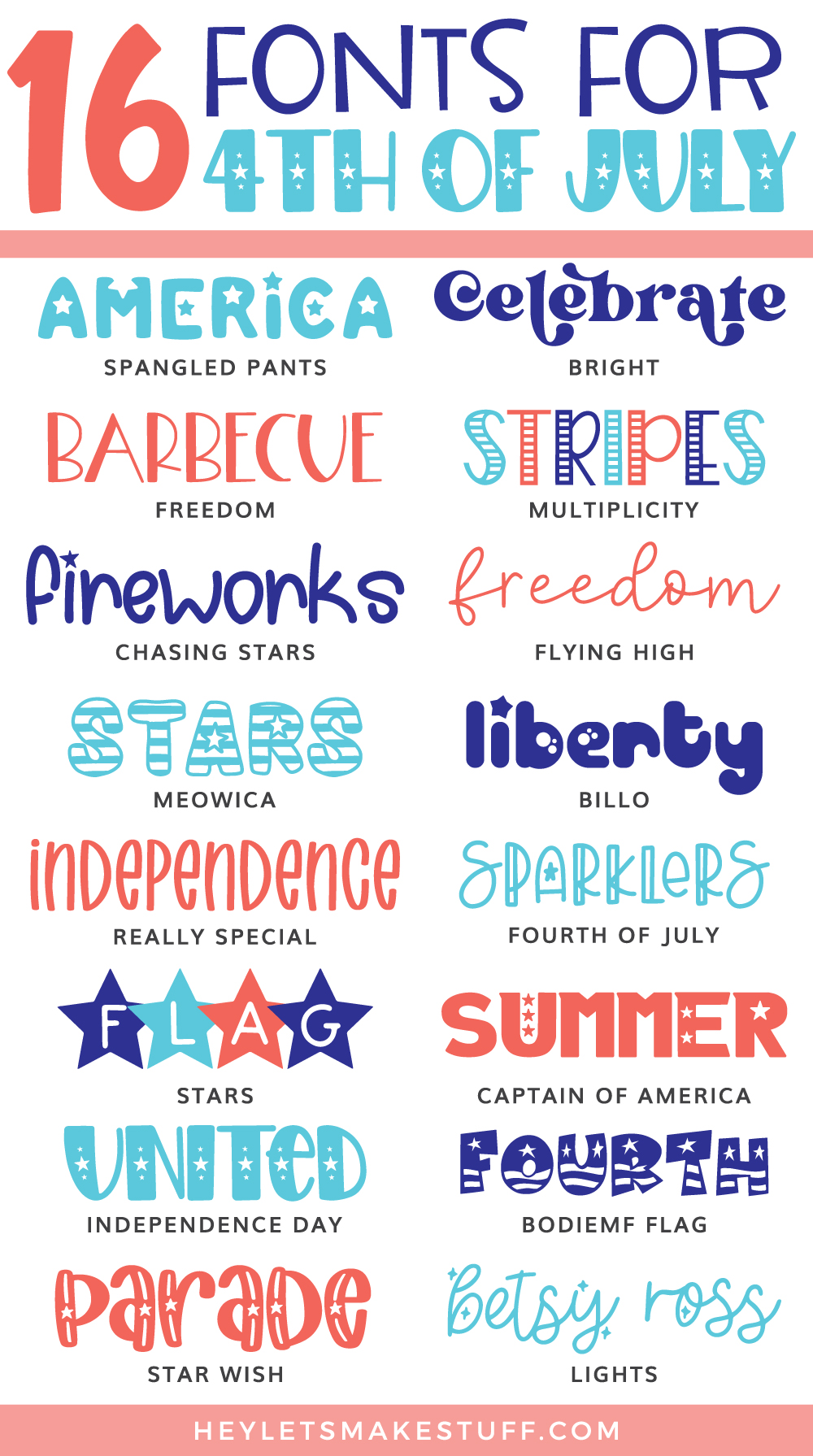 Cheap and Free 4th of July Fonts for Cutting Machines - Hey, Let’s Make