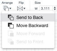 Closeup of Send to Back function