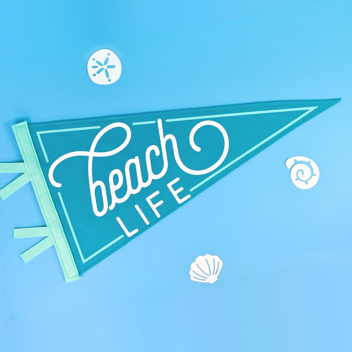 Beach Life Pennant on blue background