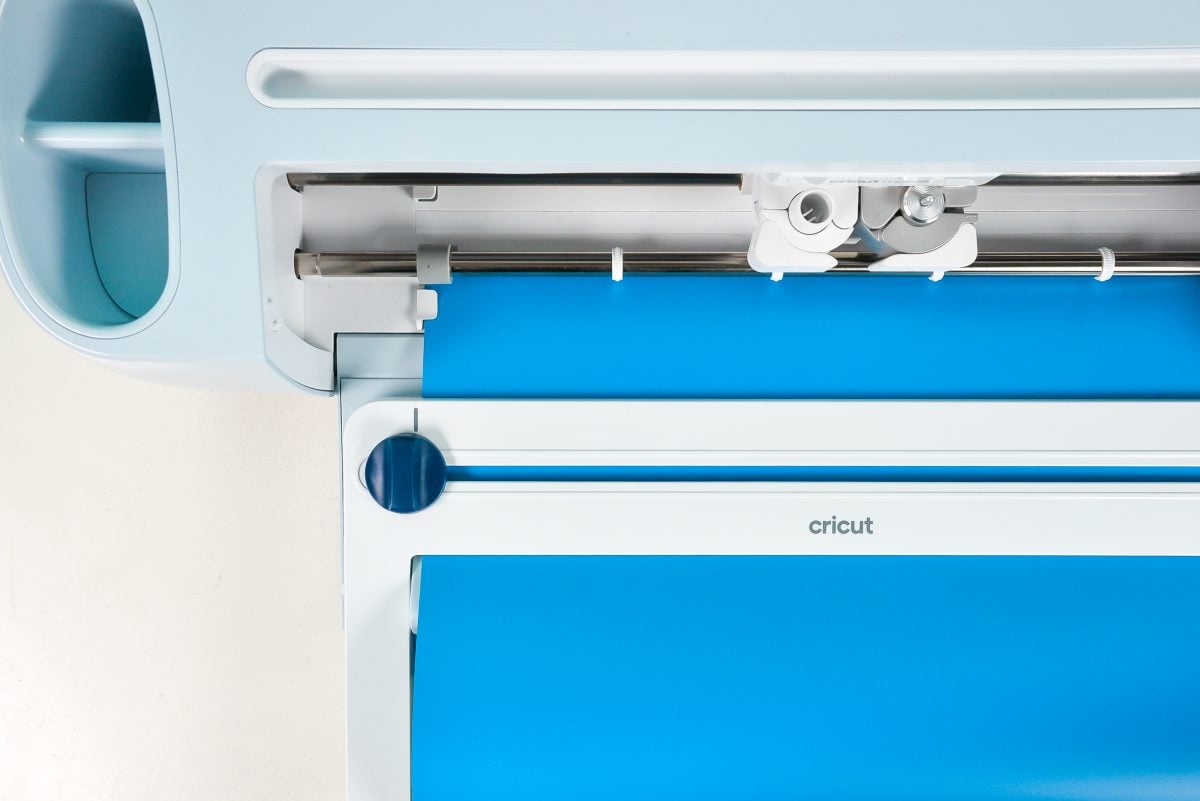 Cricut Maker 3 with Roll Holder attached -- shot from above