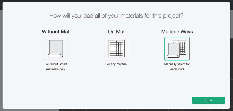 Cricut Design Space: Mat Selection— Multiple Mats selected