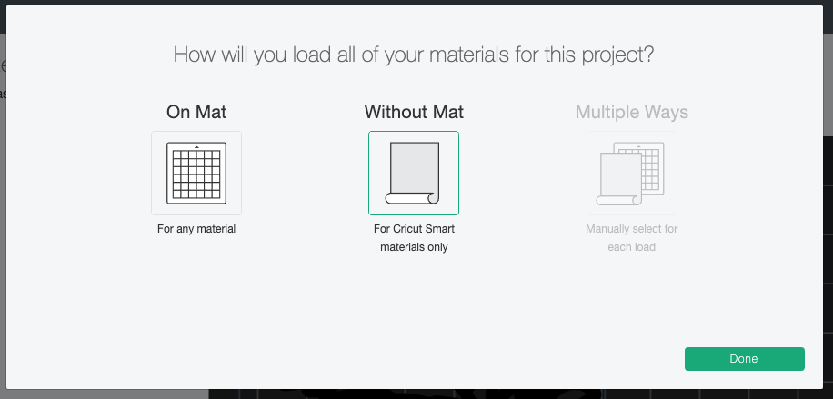 Cricut Design Space: Choose "without mat"