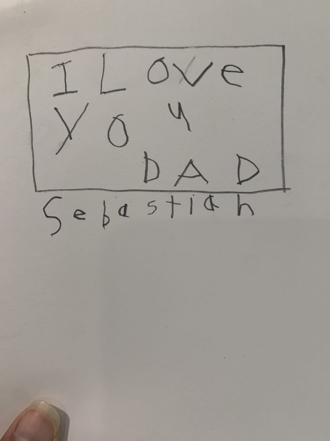 Child's handwriting: I love you dad