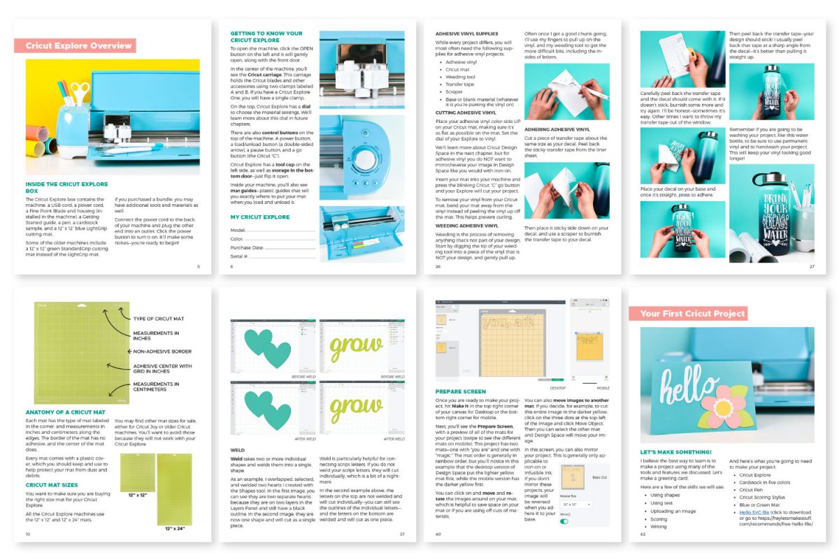 Mockup of internal pages in Cricut Basics