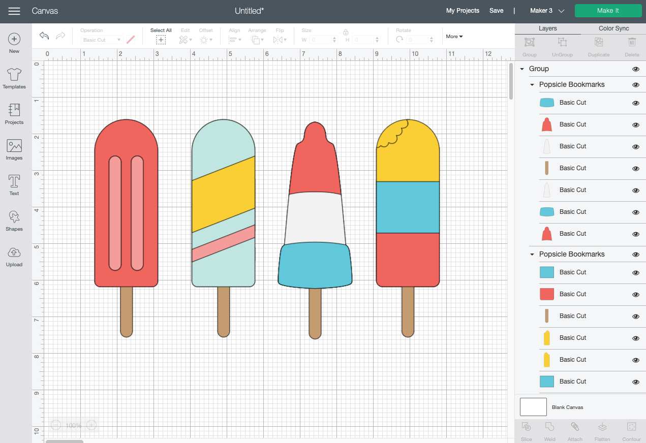 Cricut Design Space: Popsicle file on Canvas