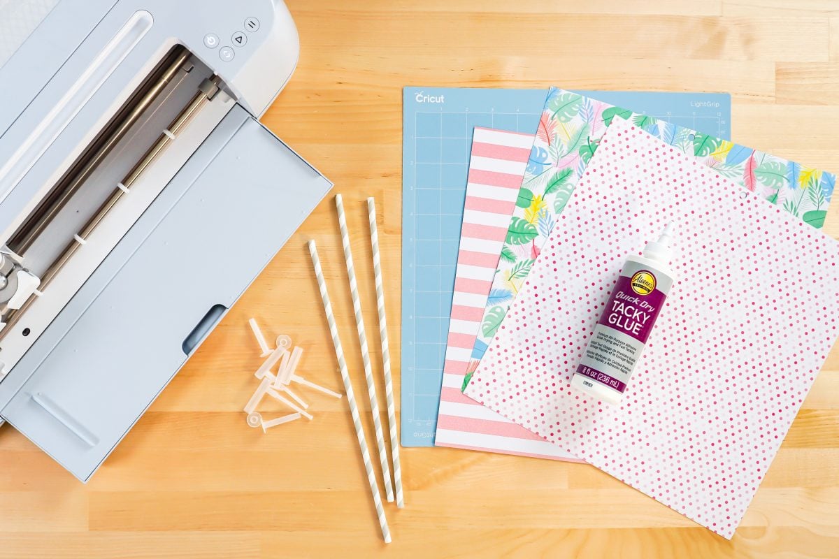 Supplies needed: Cricut, pinwheel accessories, paper, glue, blue mat