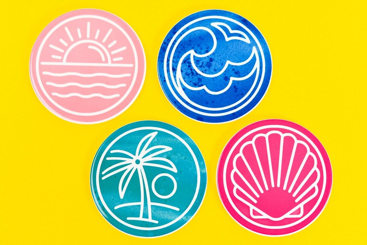 Final Summer Coasters on pink and yellow background