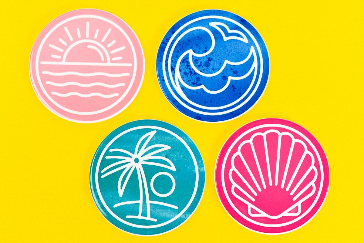 Final Summer Coasters on pink and yellow background