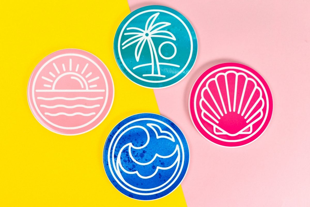 Final Summer Coasters on pink and yellow background