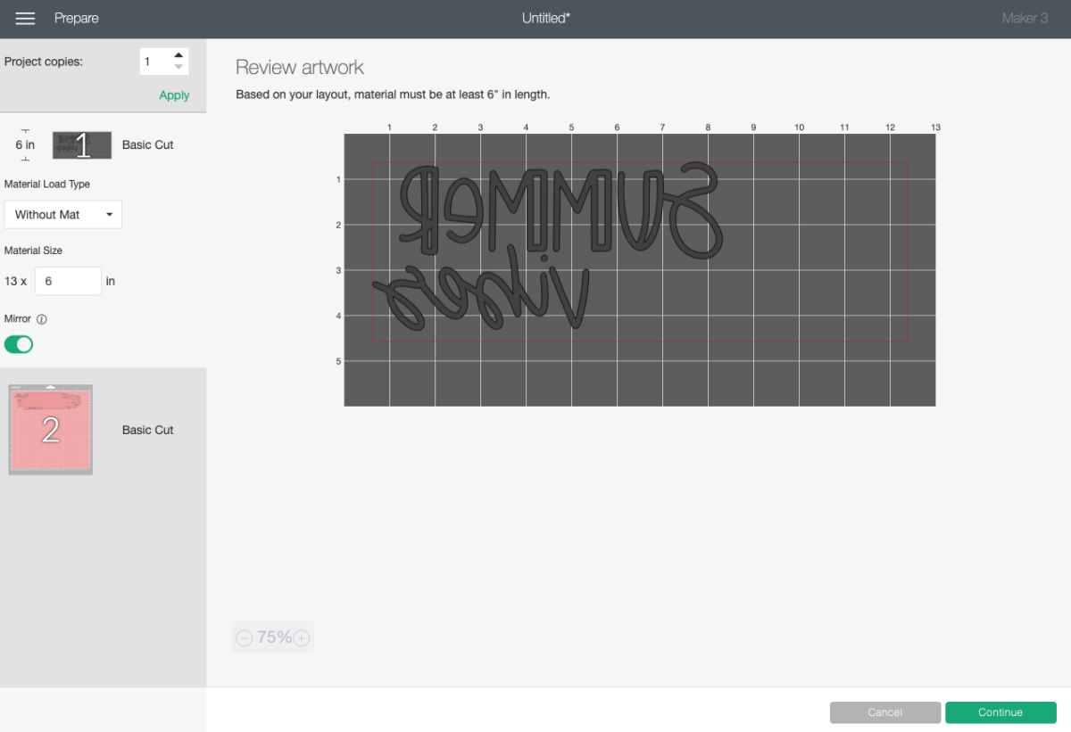 Cricut Design Space: Prepare screen with images on mats