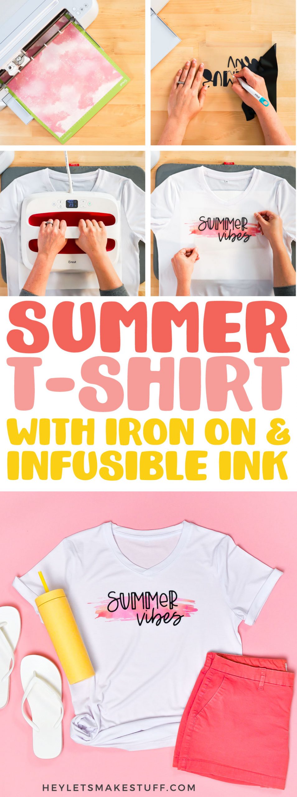 Summer T-Shirt with Layered Infusible Ink and Iron On (HTV)