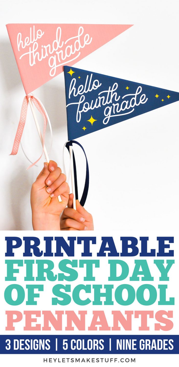 Printable First Day of School Pennants pin image