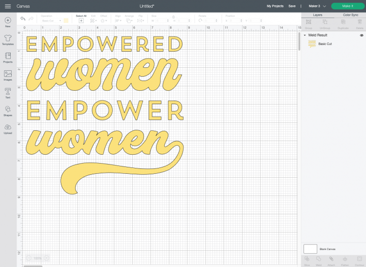 Cricut Design Space: Welded "Empowered Women Empower Women" image.