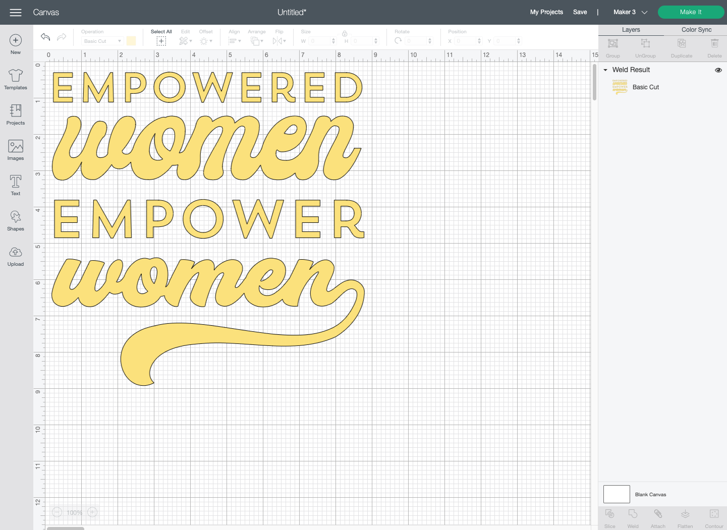 Cricut Design Space: Welded "Empowered Women Empower Women" image.