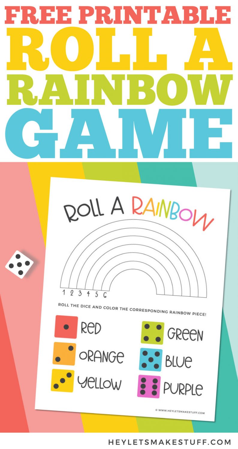 Free Printable Roll a Rainbow Game Pin