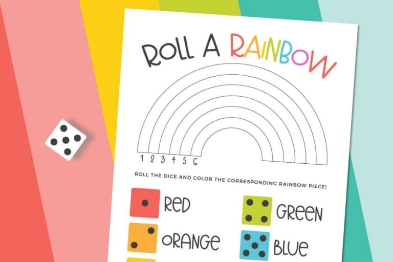 Free Printable Roll a Rainbow Coloring Game Hey, Let's Make Stuff