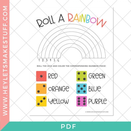 Free Printable Roll a Rainbow Coloring Game - Hey, Let's Make Stuff