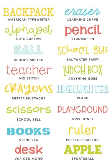 All the school fonts featured in this post
