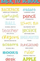 Back to School Fonts Pin Image