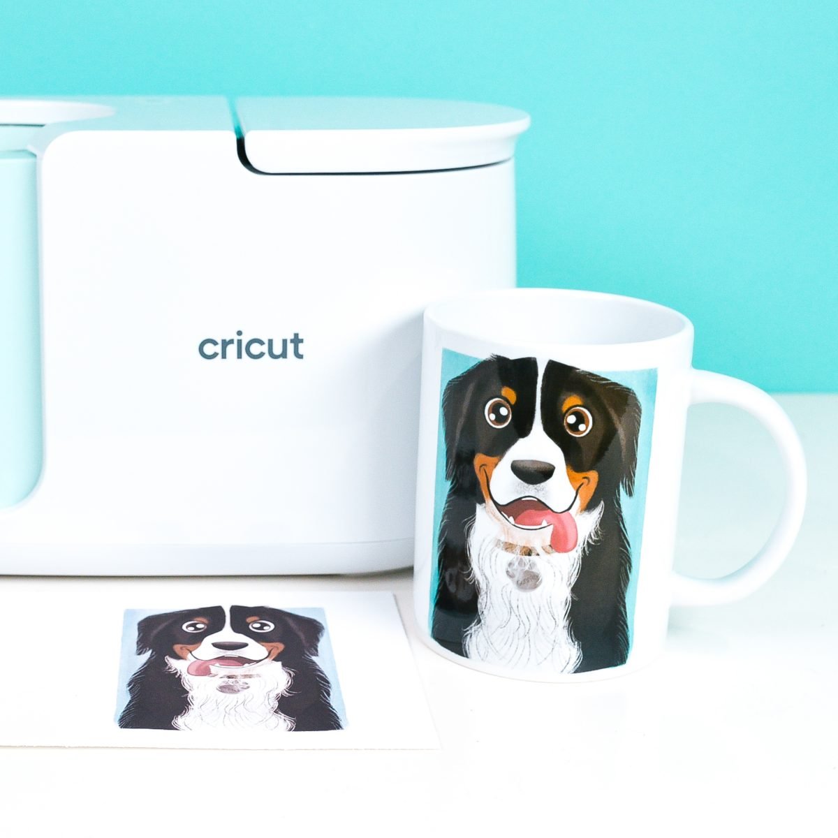 Cricut Mug Press with Dog mug and transfers