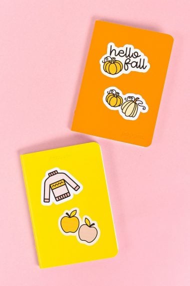 Notebooks with fall stickers