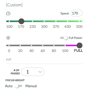 Glowforge app: power settings