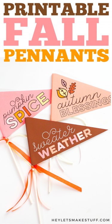 Adorable Printable Fall Pennants - Hey, Let's Make Stuff