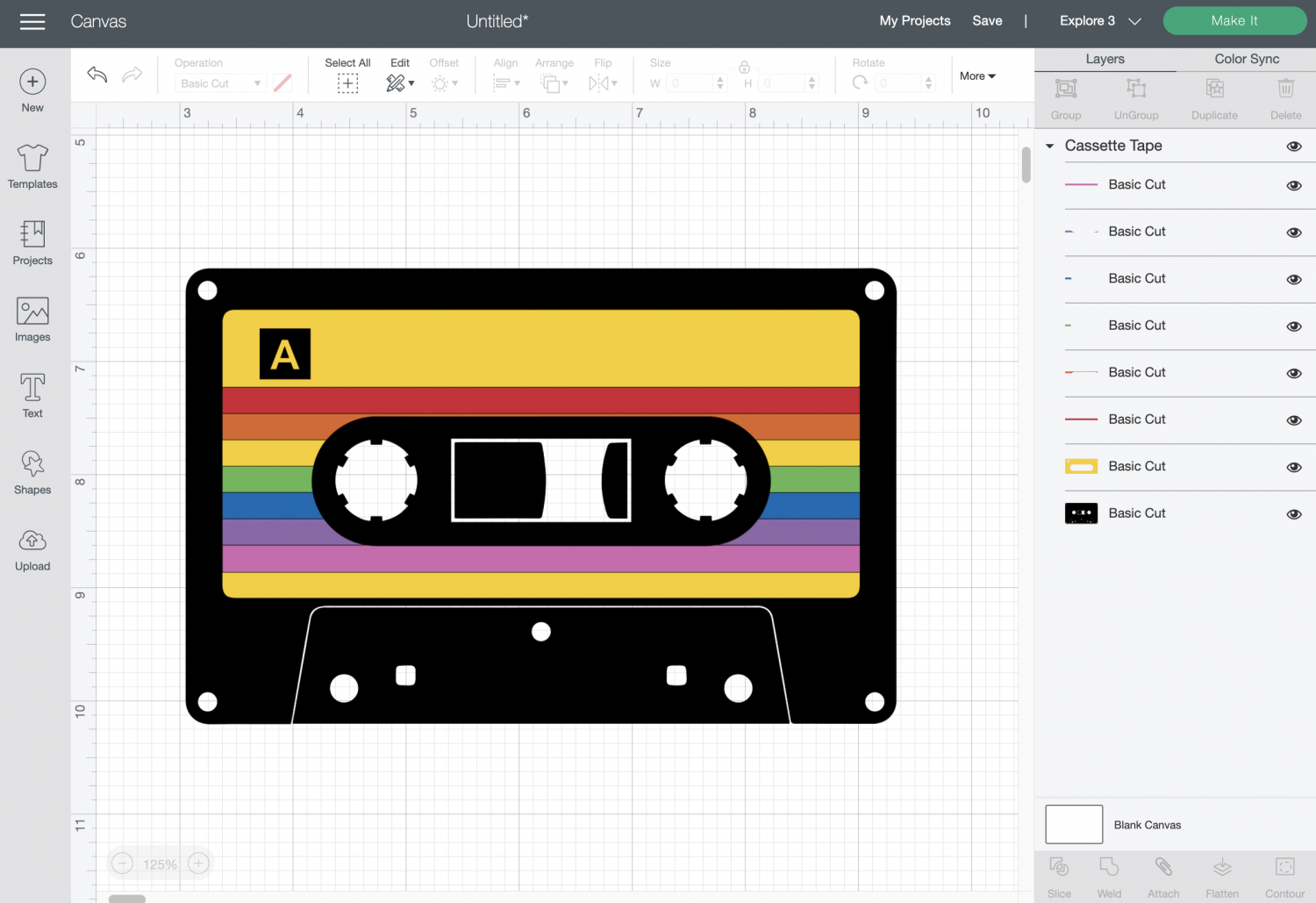Cricut Design Space: Mix Tape Cut Linetype